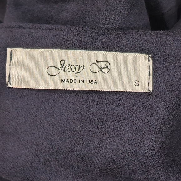 ModCloth Jessy B Mini Dress Pleate Navy Faux Suede Fit & Flare Skater Size Small - Picture 10 of 12